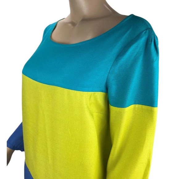 Maeve Anthropologie Colorblock Shift Dress Sz 10 Rayon Long Sleeve - Picture 5 of 10